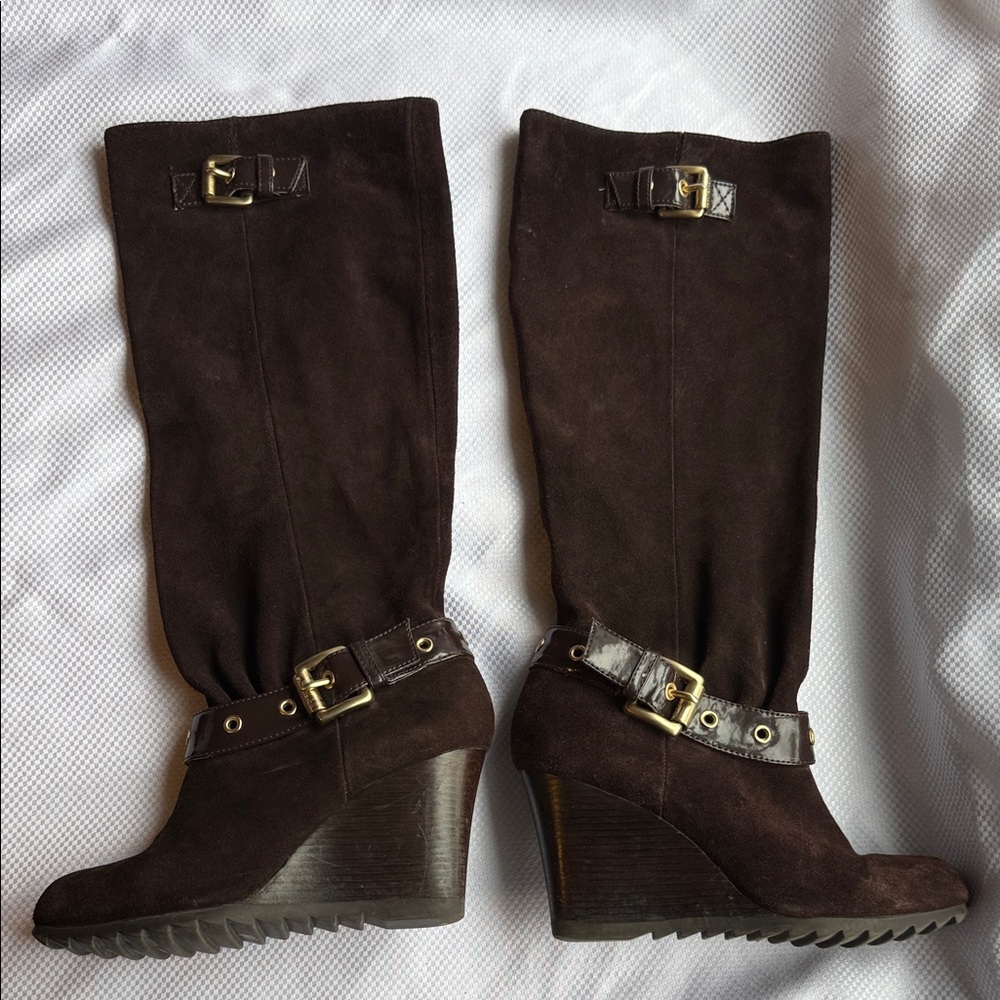 Michael Kors Brown Suede Wedge Boots - Size 5.5
